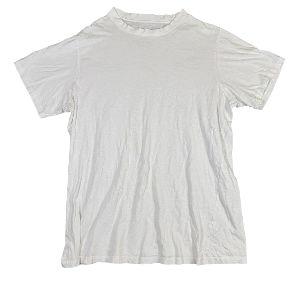 Vintage Distressed White Crewneck T-Shirt Short Sleeve Relaxed Fit Plain Tee XXL